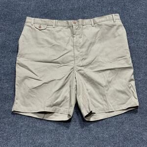 TownCraft Shorts Mens 44 Beige Elastic Waist Chino Cotton Blend Casual Summer